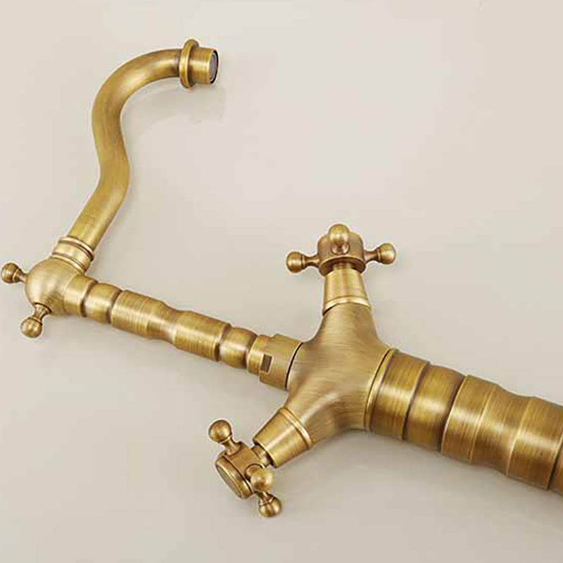 Traditional Kitchen Faucet Brass High Arc Gold Standard Kitchen Faucets with Double Handle