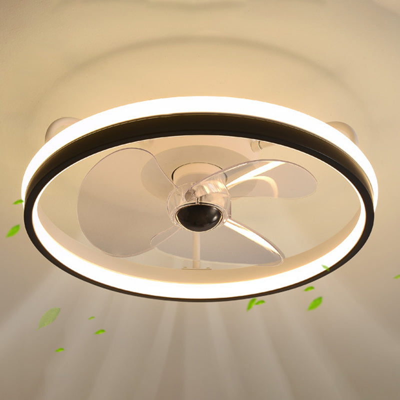 Modernism Single White/Black Ceiling Fan Lamp LED Acrylic Ceiling Fan Light