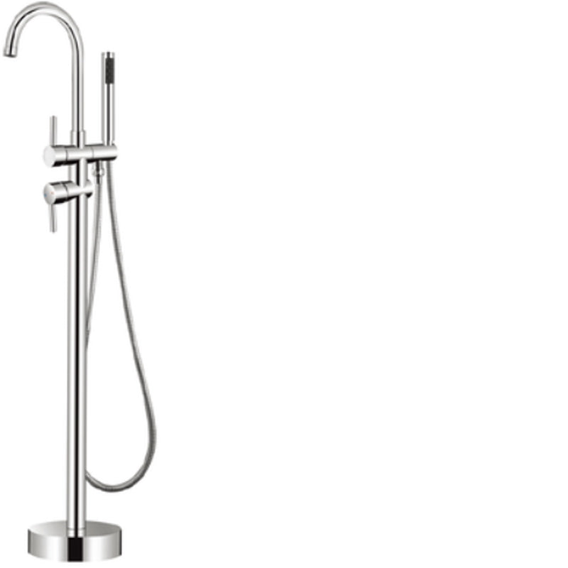 Modern Freestanding Tub Filler Trim Brass Floor Mounted with Handles Tub Faucet