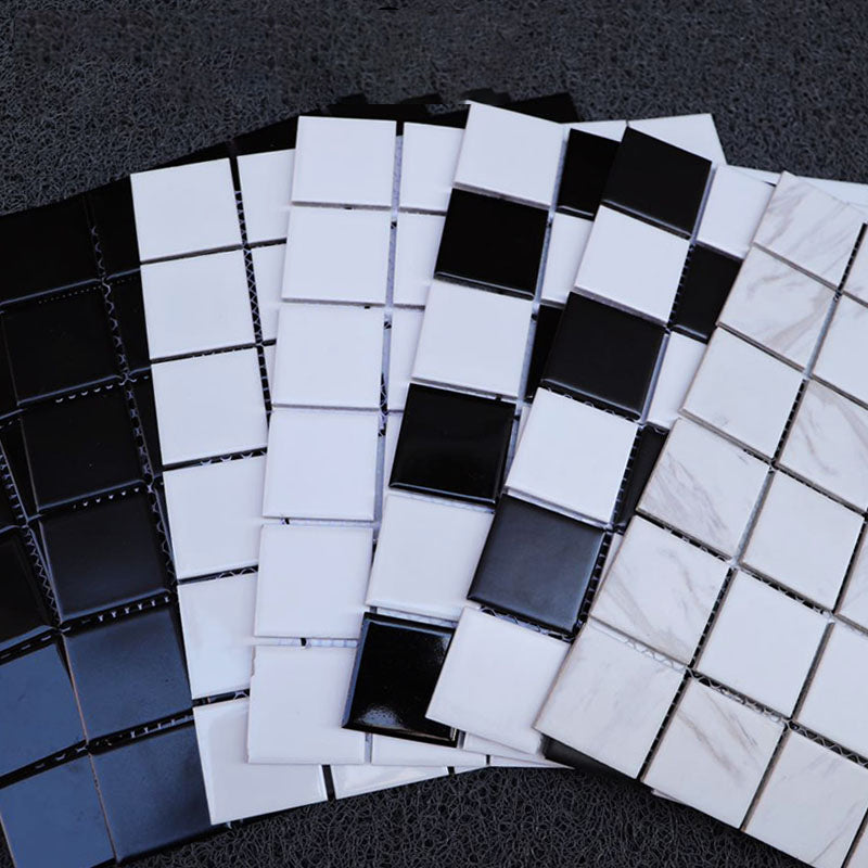 Black and White Wall Tile Mixed Material Mosaic Sheet Wall & Floor Tile