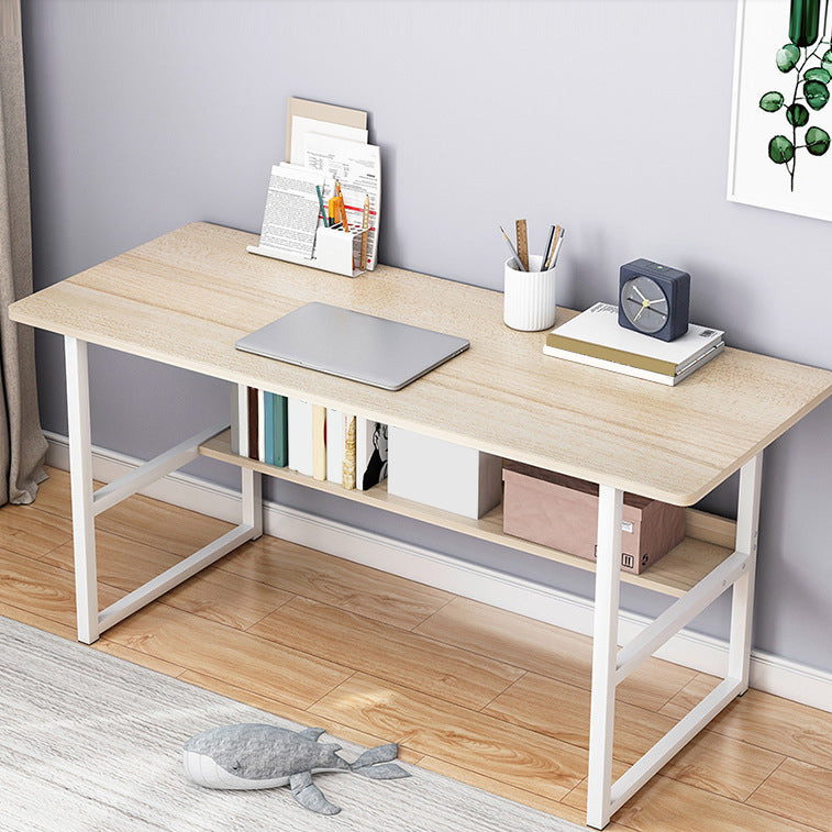 Contemporary Wooden Office Desk Sled Base Rectangular Writing Desk with Steel Legs