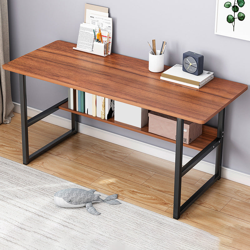 Contemporary Wooden Office Desk Sled Base Rectangular Writing Desk with Steel Legs