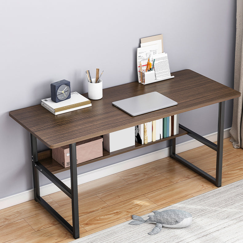 Contemporary Wooden Office Desk Sled Base Rectangular Writing Desk with Steel Legs