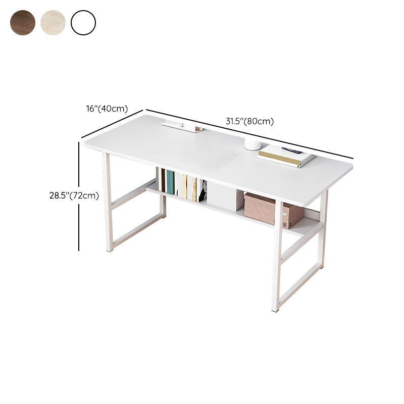 Contemporary Wooden Office Desk Sled Base Rectangular Writing Desk with Steel Legs