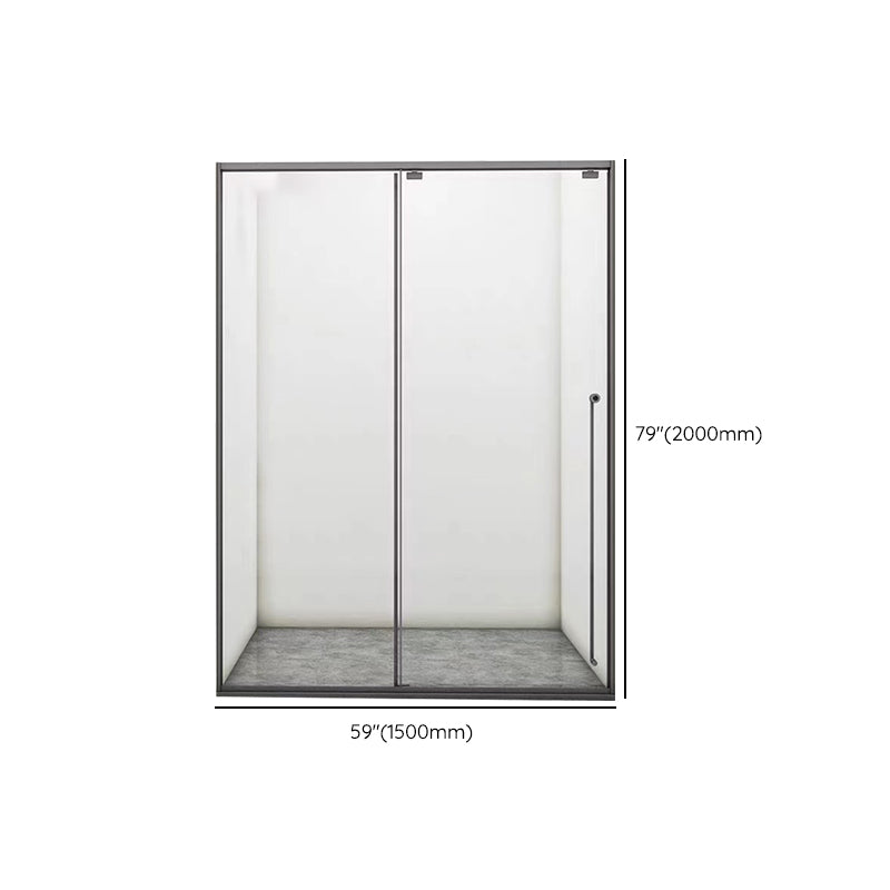 Single Sliding Gray Semi Frameless Shower Door Clear Shower Bath Door