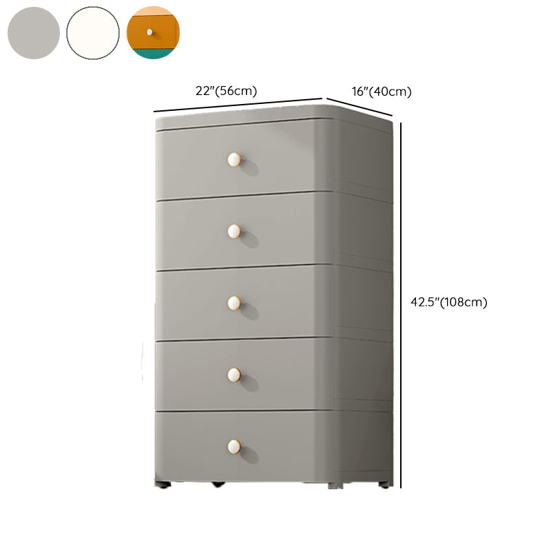 Nordic Vertical Kids Nightstand Plastic Nursery Dresser for with 5 Drawers Bedroom