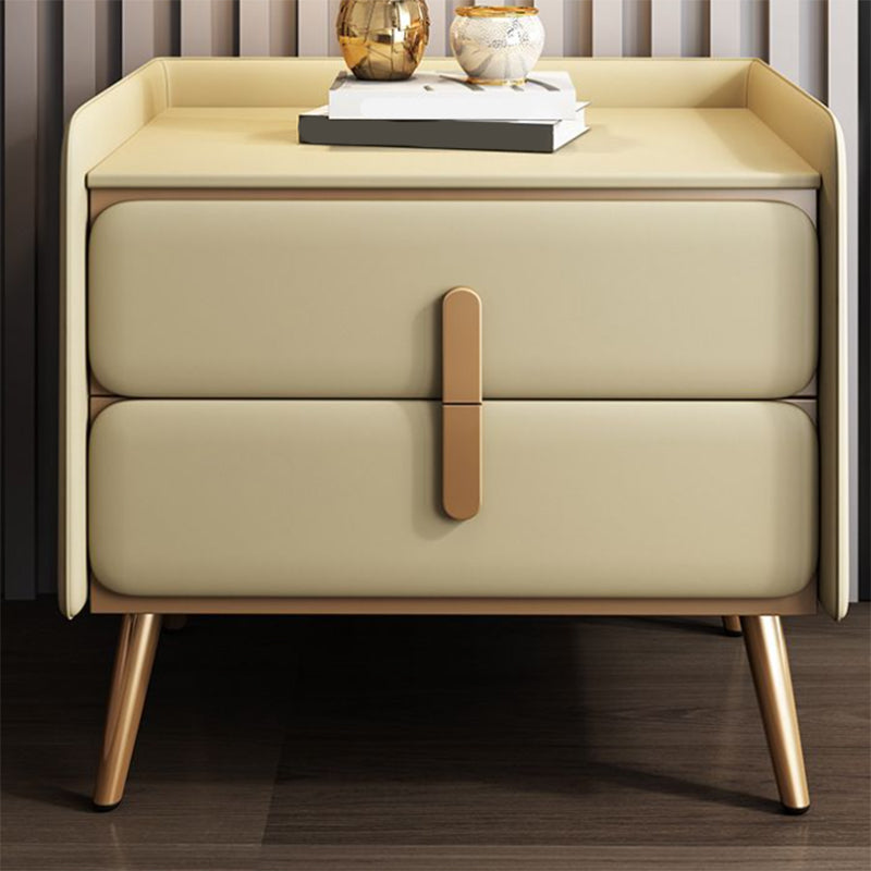 Contemporary Accent Table Nightstand Faux Leather Bed Nightstand