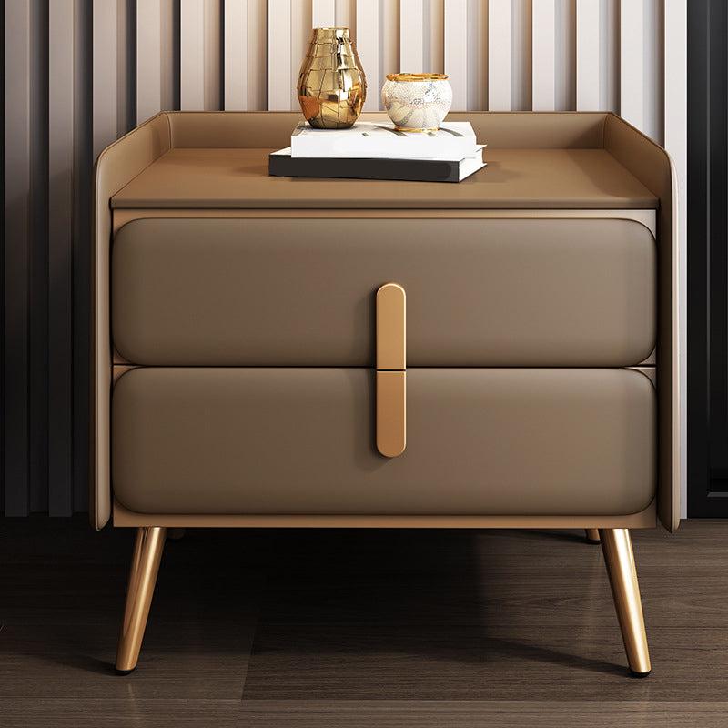 Contemporary Accent Table Nightstand Faux Leather Bed Nightstand