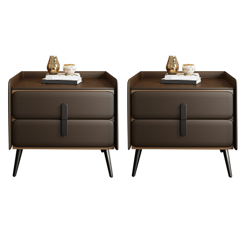 Contemporary Accent Table Nightstand Faux Leather Bed Nightstand