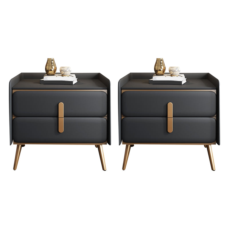 Contemporary Accent Table Nightstand Faux Leather Bed Nightstand