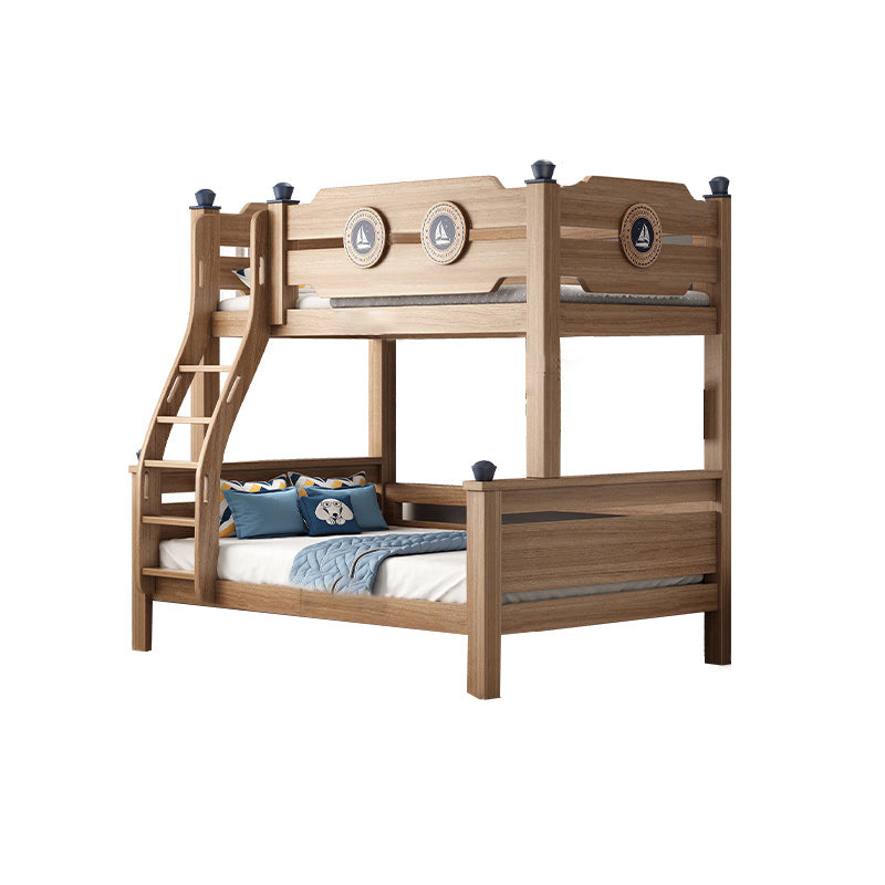 Mid-Century Modern Bunk Bed Gender Neutral Solid Wood Storage Kids Bed