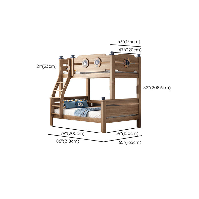 Mid-Century Modern Bunk Bed Gender Neutral Solid Wood Storage Kids Bed