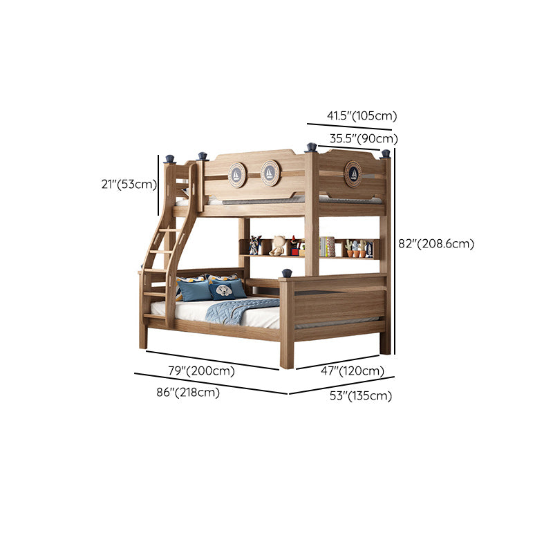 Mid-Century Modern Bunk Bed Gender Neutral Solid Wood Storage Kids Bed