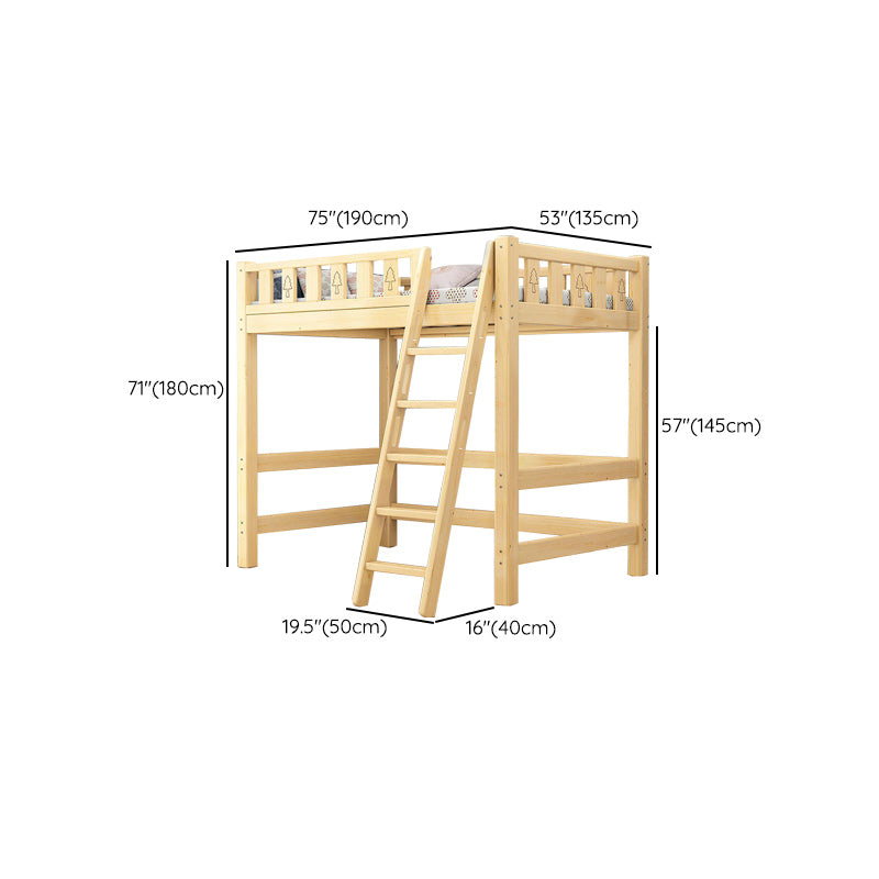 Gender Neutral Solid Wood Loft Bed Scandinavian Kids Bed with Mattress