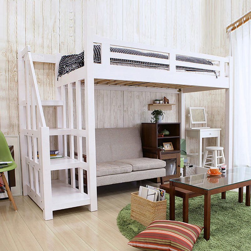No Theme Scandinavian Loft Bed Solid Wood Gender Neutral Kids Bed