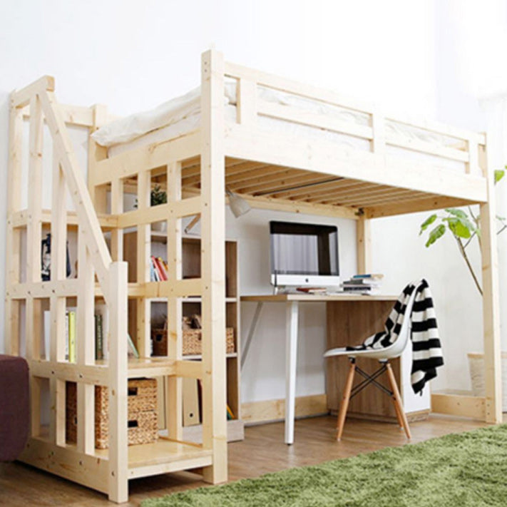 No Theme Scandinavian Loft Bed Solid Wood Gender Neutral Kids Bed