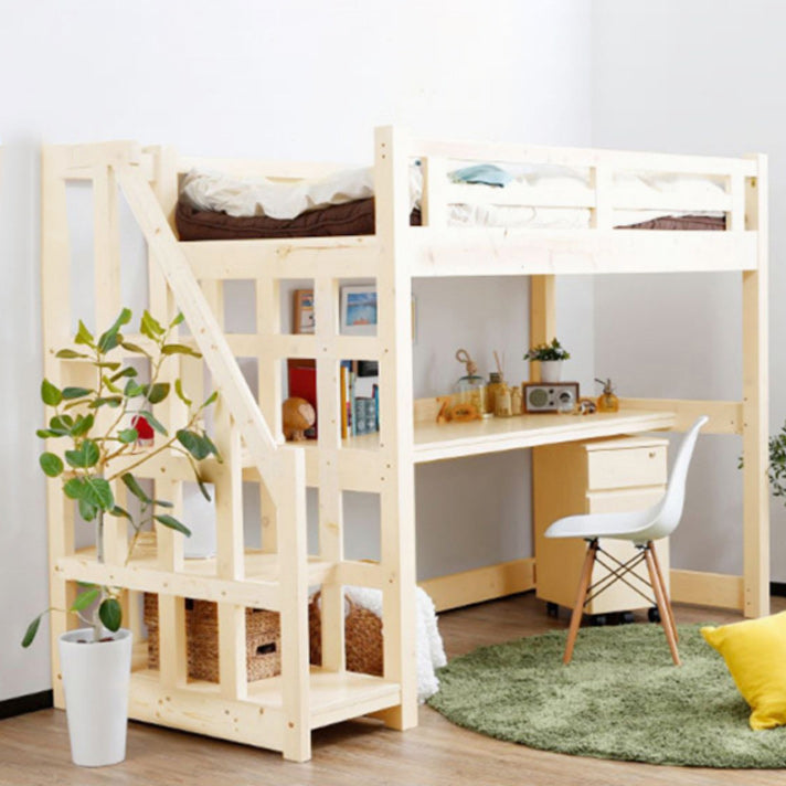 No Theme Scandinavian Loft Bed Solid Wood Gender Neutral Kids Bed