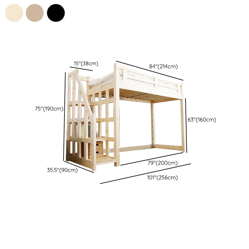 No Theme Scandinavian Loft Bed Solid Wood Gender Neutral Kids Bed