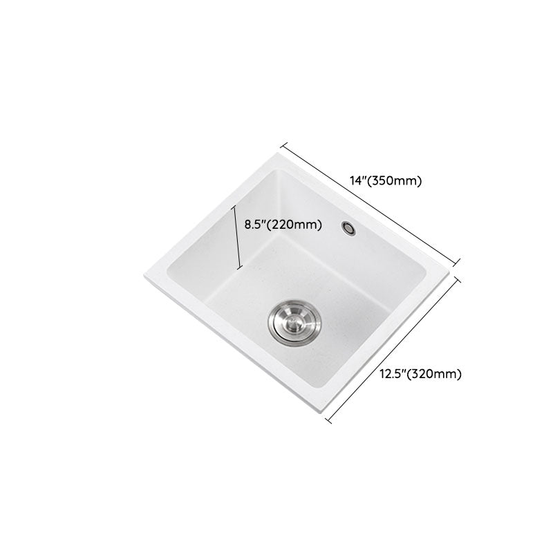 Quartz Kitchen Sink Drop-In Kitchen Sink with Basket Strainer