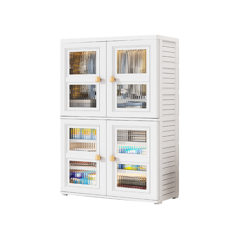 White Plastic Kids Closet Modern Style Shelved Armoire Cabinet with Garment Rod