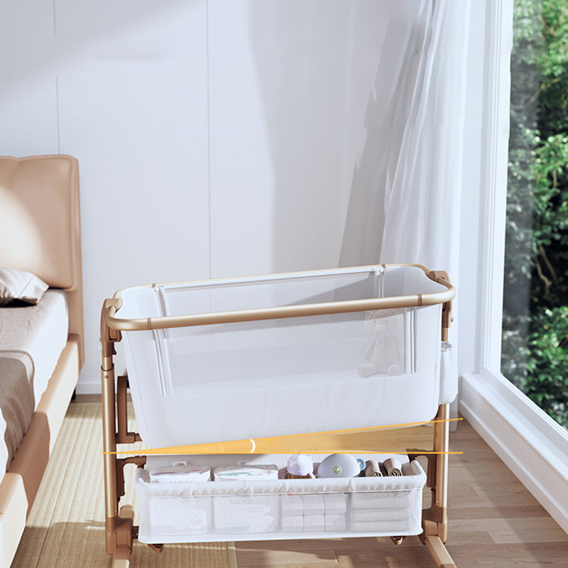 Height Adjustable Co-Sleeper & Bedside Bassinets Fabric Bassinet with Mattress