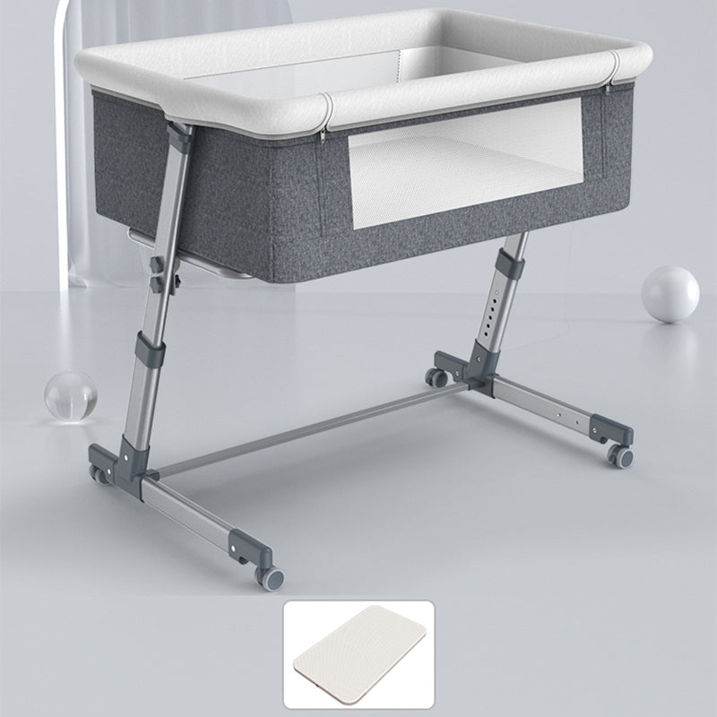 Height Adjustable Rocking Bedside Bassinet Modern Fabric Bassinet