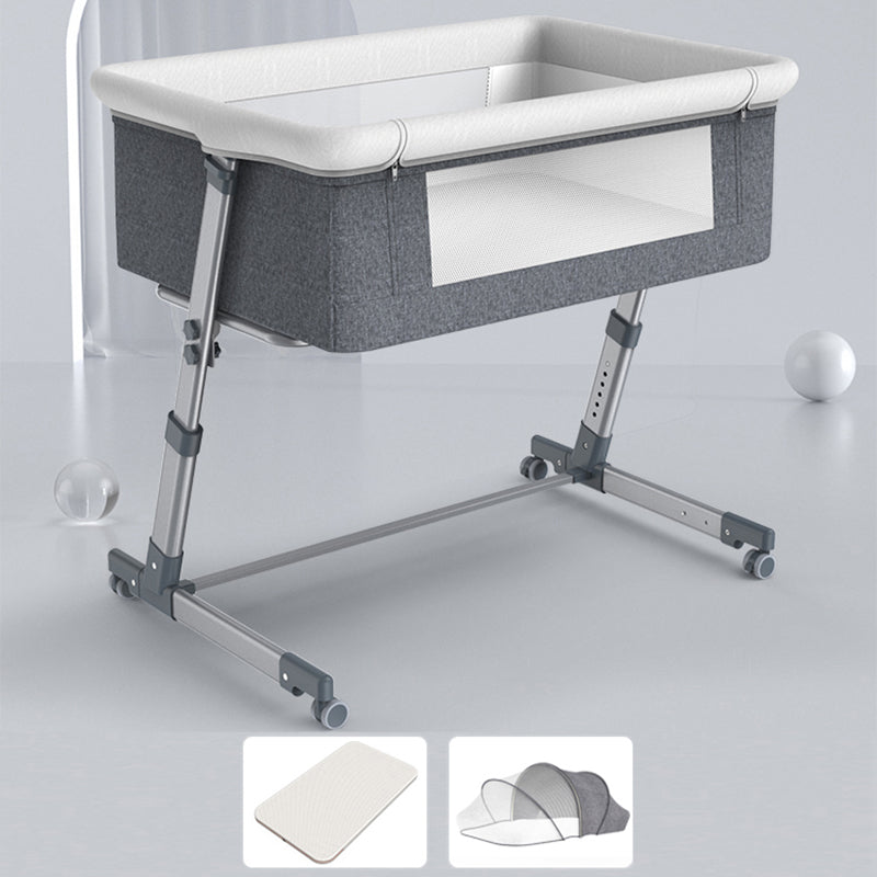 Height Adjustable Rocking Bedside Bassinet Modern Fabric Bassinet