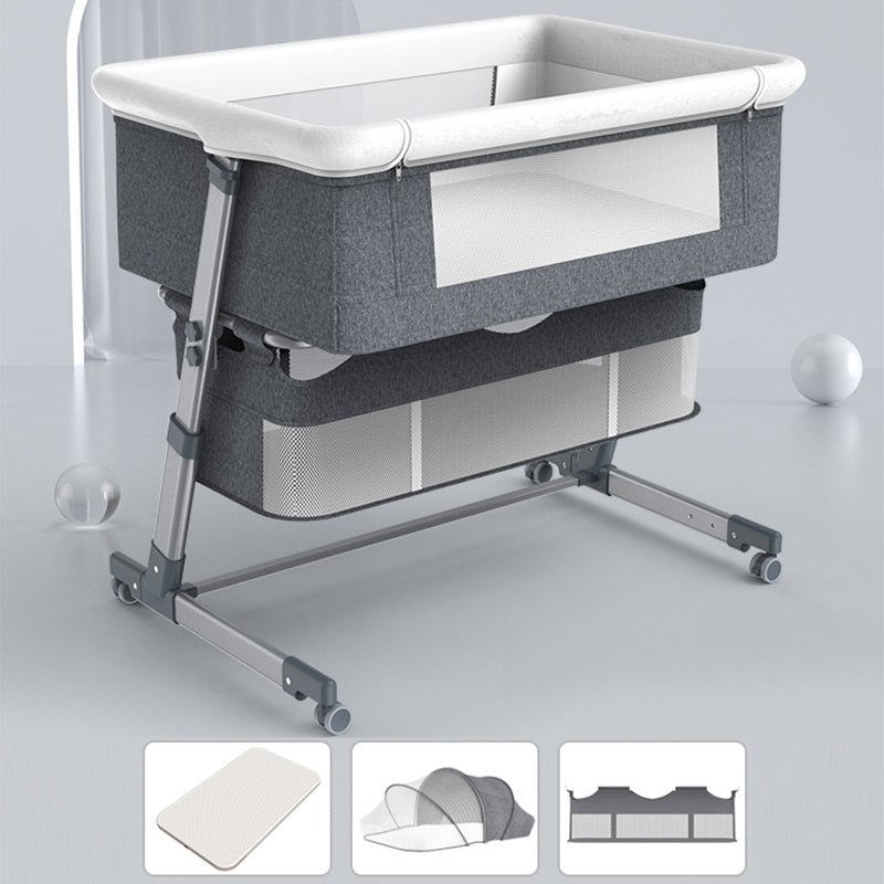 Height Adjustable Rocking Bedside Bassinet Modern Fabric Bassinet