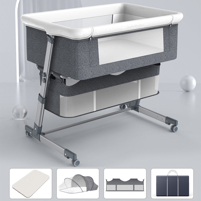 Height Adjustable Rocking Bedside Bassinet Modern Fabric Bassinet