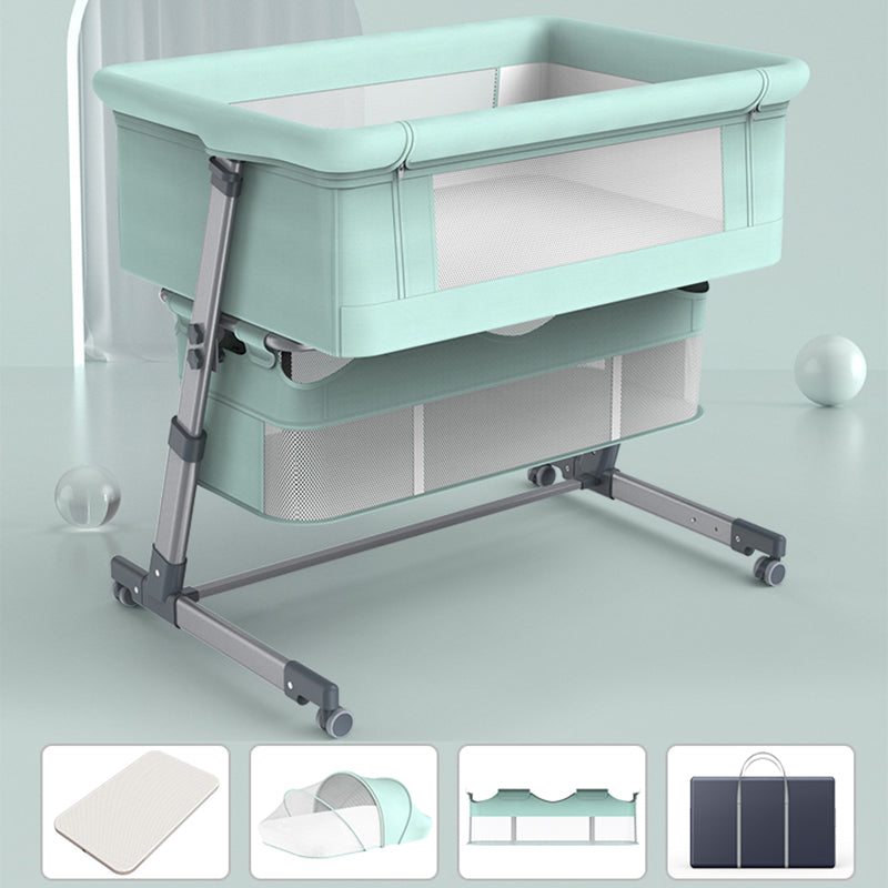 Height Adjustable Rocking Bedside Bassinet Modern Fabric Bassinet