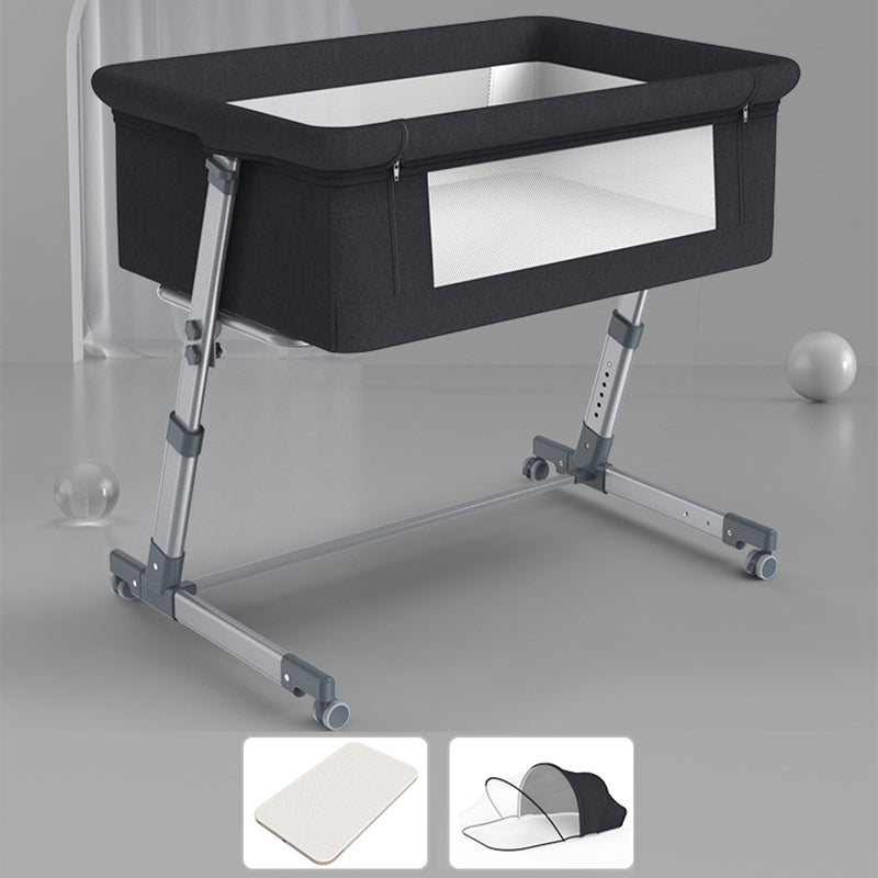 Height Adjustable Rocking Bedside Bassinet Modern Fabric Bassinet