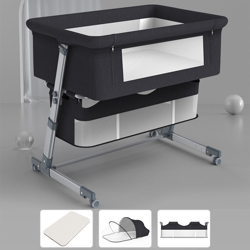 Height Adjustable Rocking Bedside Bassinet Modern Fabric Bassinet