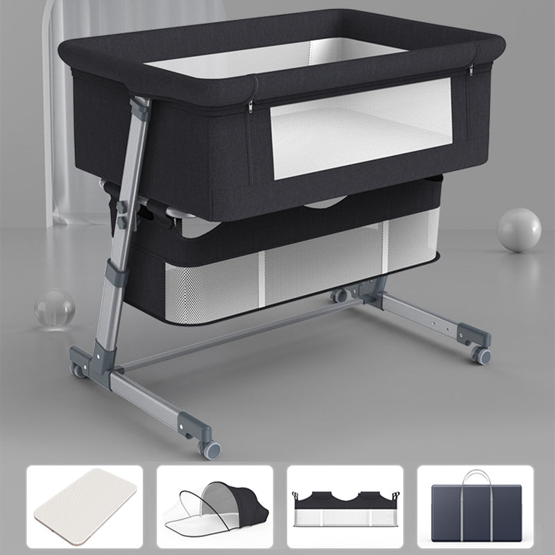 Height Adjustable Rocking Bedside Bassinet Modern Fabric Bassinet