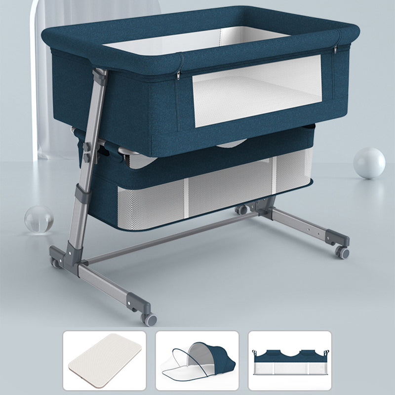 Height Adjustable Rocking Bedside Bassinet Modern Fabric Bassinet