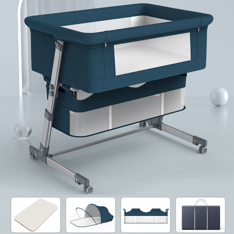 Height Adjustable Rocking Bedside Bassinet Modern Fabric Bassinet