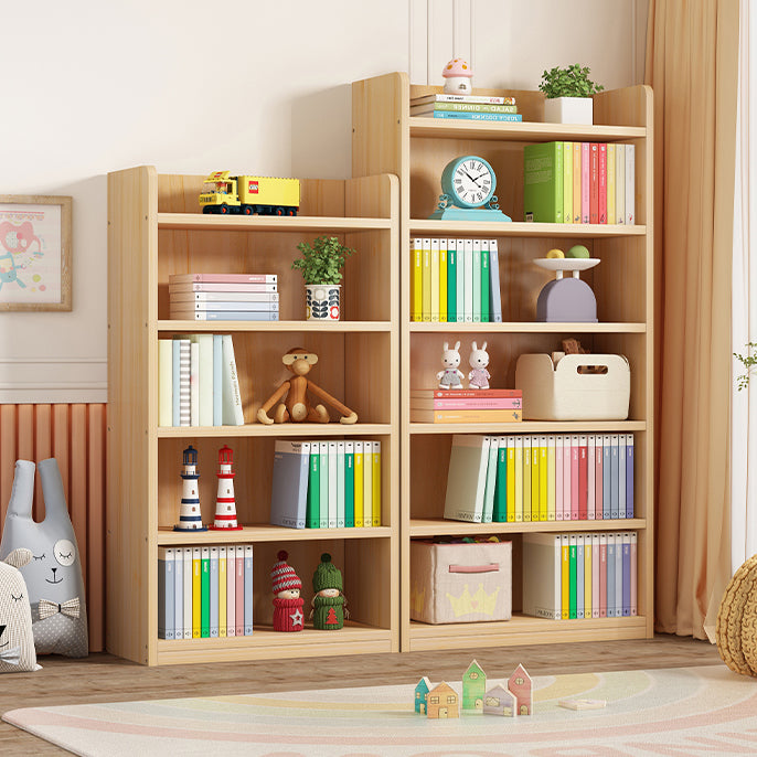 Scandinavian Standard Kids Bookcase Wood Book Stand Closed Back Double-Sided