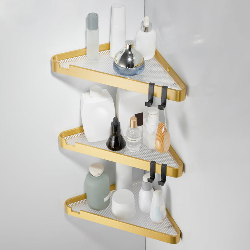 Modern Gold/Black 3 Piece Bathroom Accessory Set, Bath Shelf