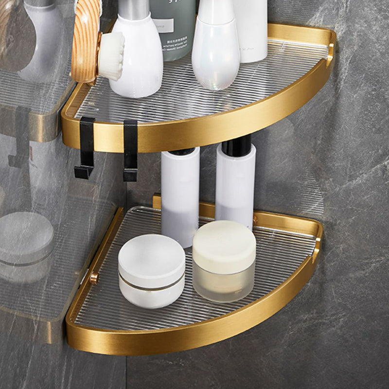 Modern Gold/Black 3 Piece Bathroom Accessory Set, Bath Shelf