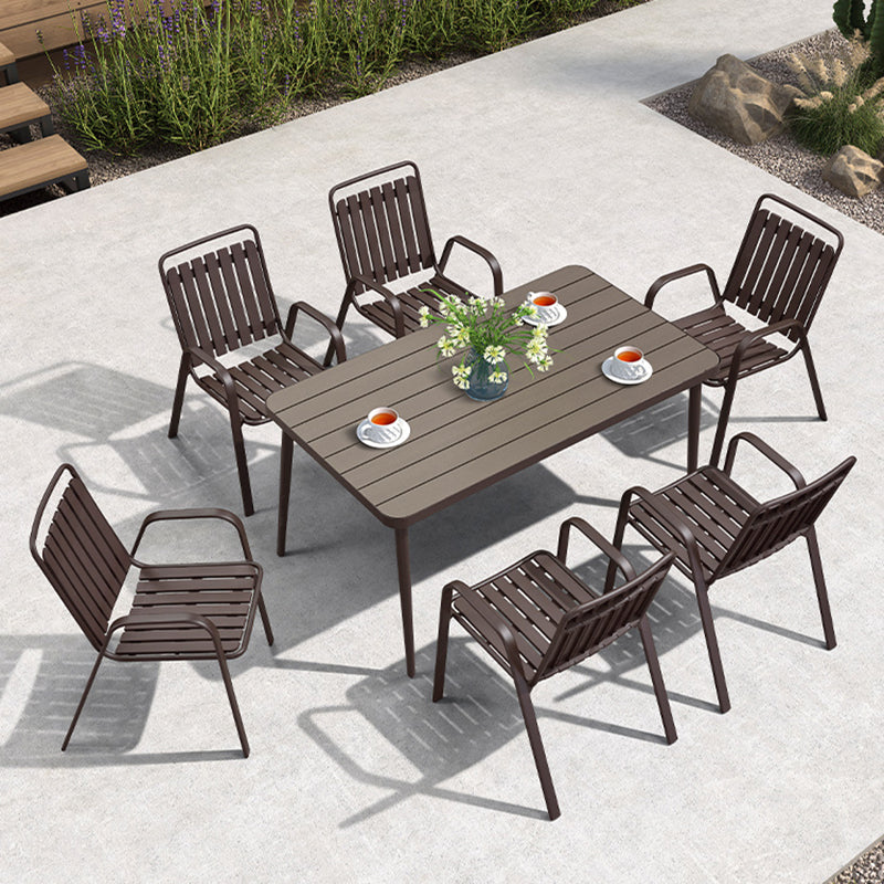 Industrial Dining Armchair Metal and Plastic Patio Dining Armchair