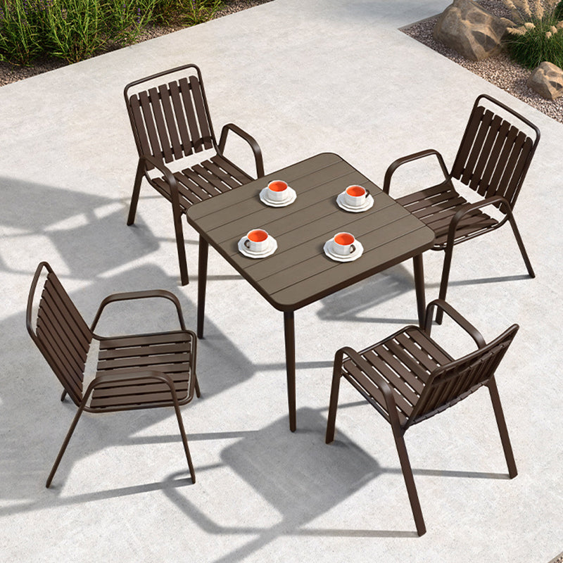 Industrial Dining Armchair Metal and Plastic Patio Dining Armchair