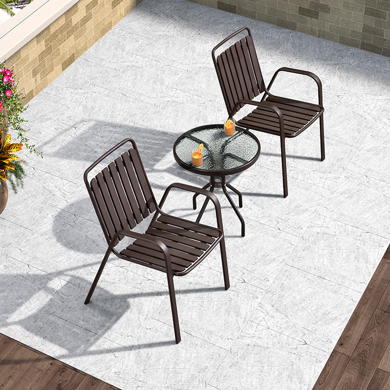 Industrial Dining Armchair Metal and Plastic Patio Dining Armchair