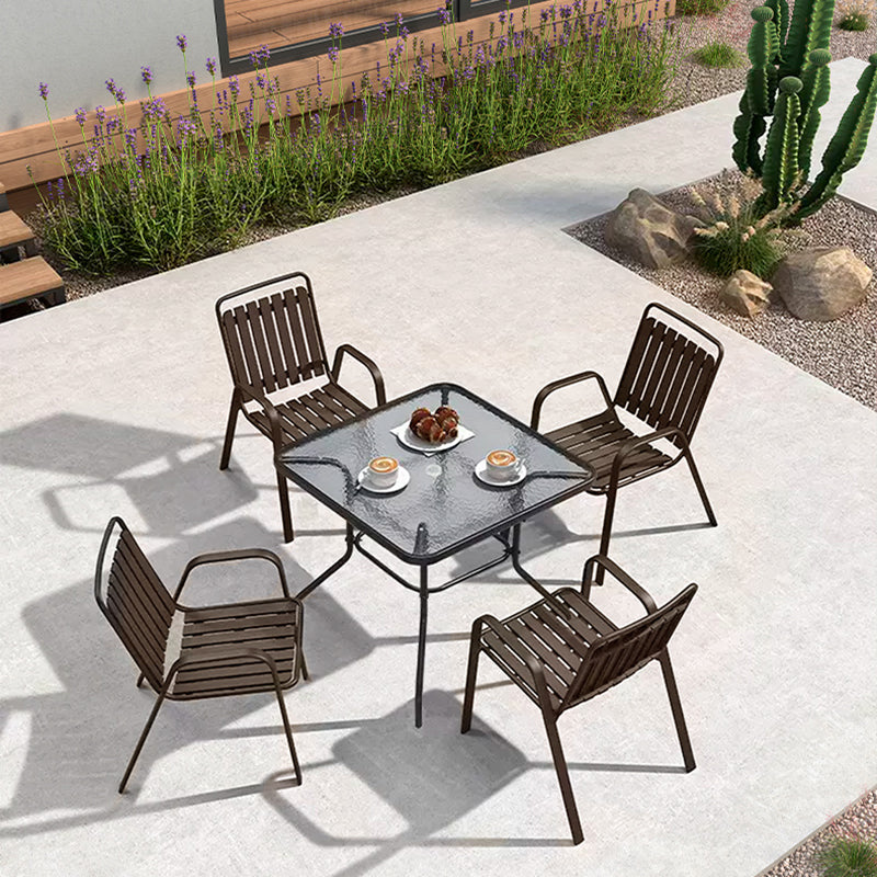 Industrial Dining Armchair Metal and Plastic Patio Dining Armchair