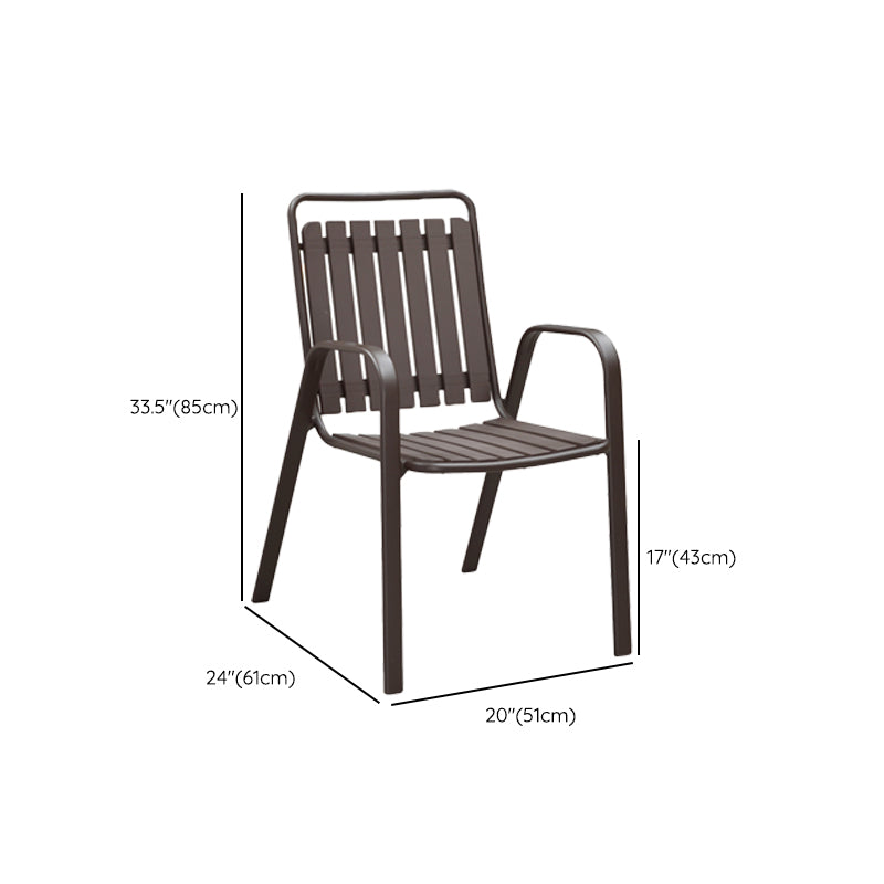 Industrial Dining Armchair Metal and Plastic Patio Dining Armchair