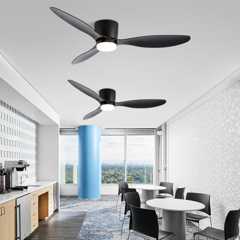 Minimalist LED Ceiling Fan Flush in Black / White 3 - Blades Fan Ceiling