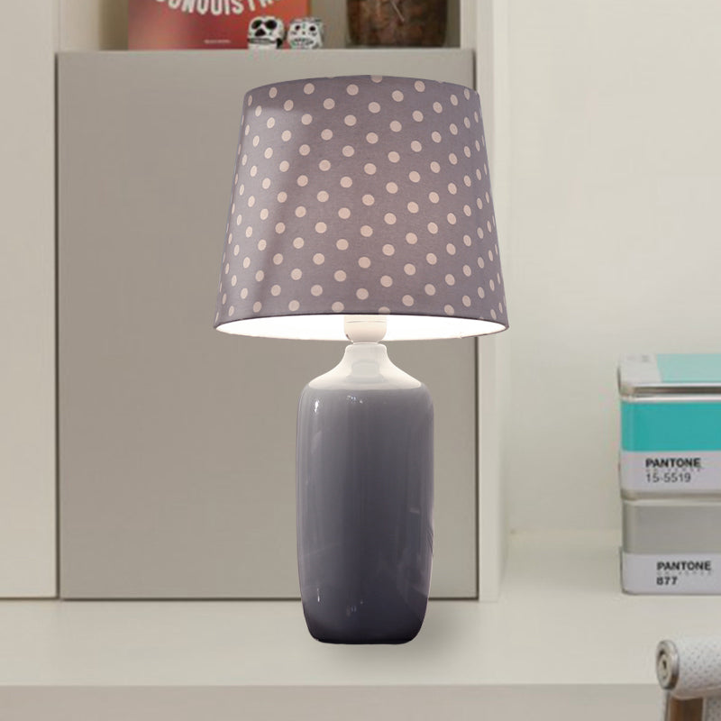 1 Head Bedroom Night Table Light Modernism Pink/Blue/Green Finish Nightstand Lighting with Tapered Fabric Shade