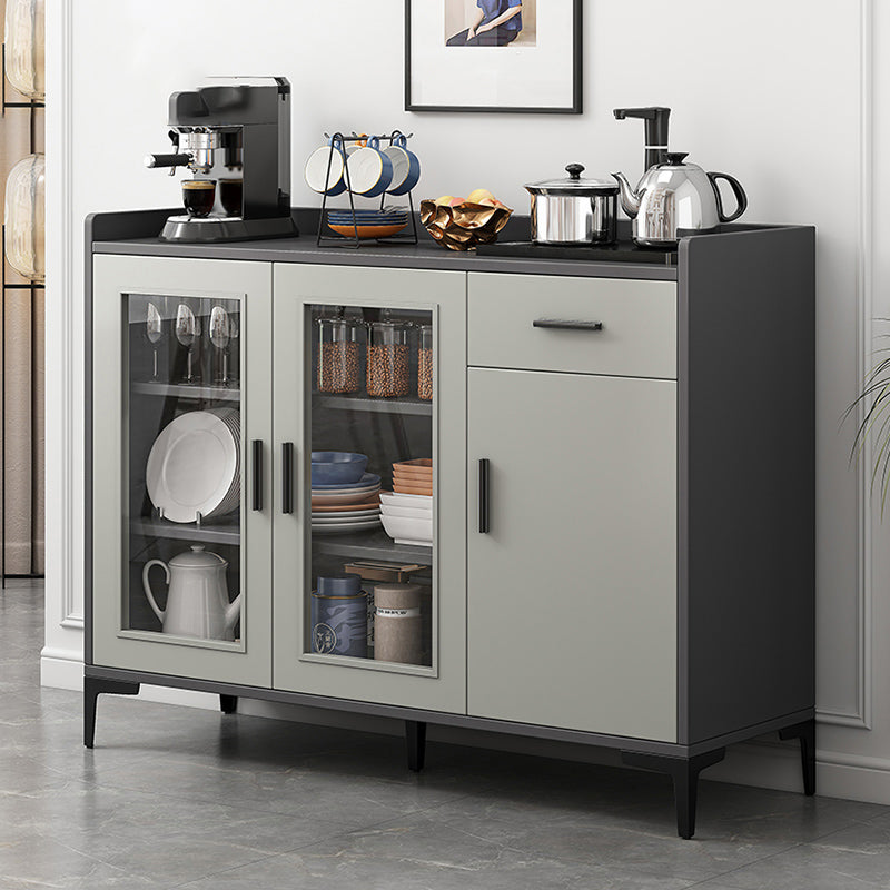 Modern Style Dining Server Gray Colour Engineered Wood Server with 1 Drawer