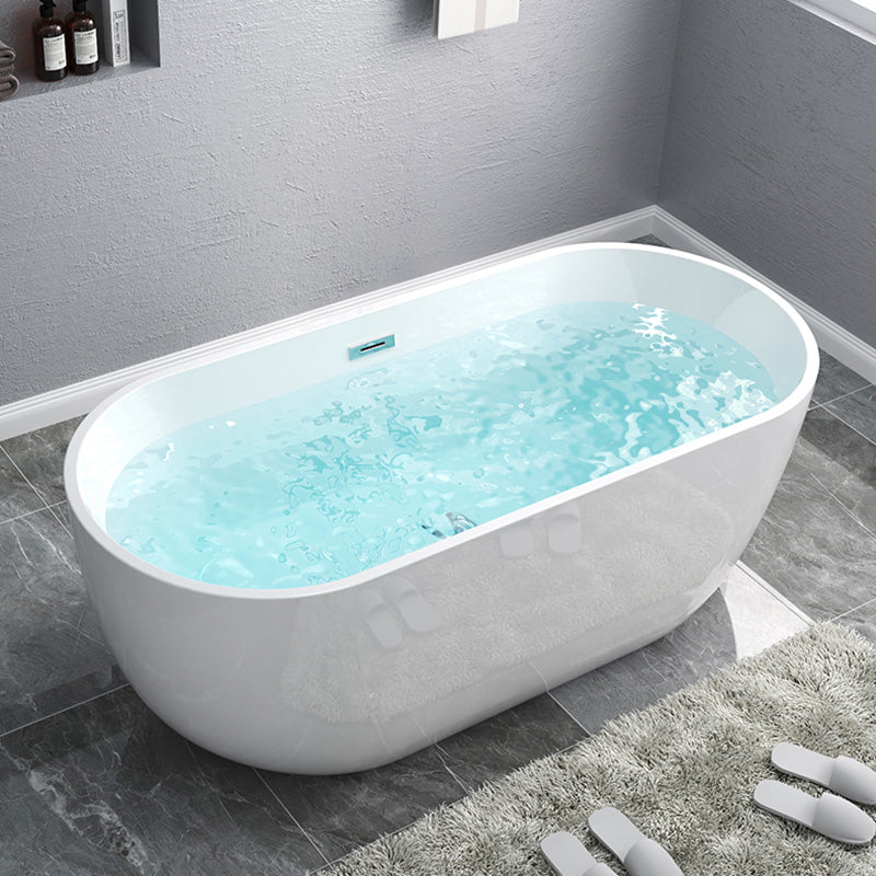 Acrylic Freestanding Bath Back to Wall Modern Oval White Bathtub