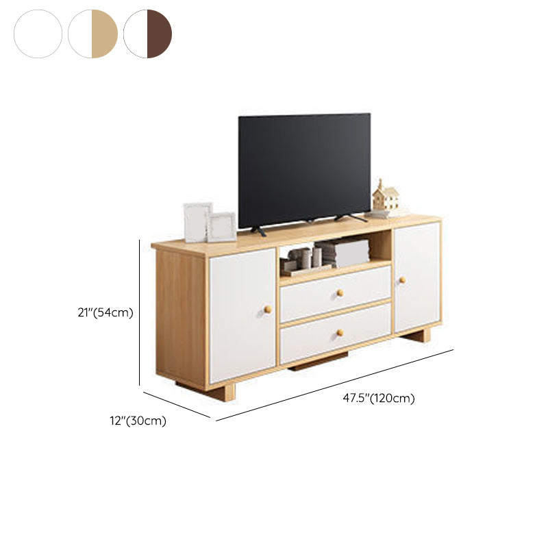 Wooden TV Media Console Scandinavian TV Stand Console for Living Room