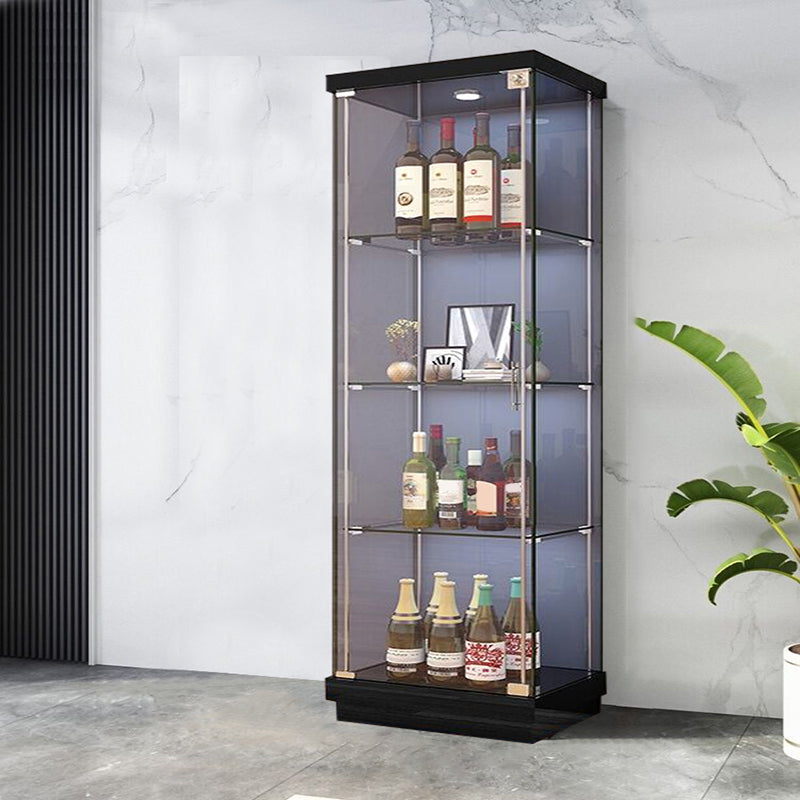 Contemporary Metal Curio Cabinet Glass Doors Hutch Cabinet with Doors for Dining Room