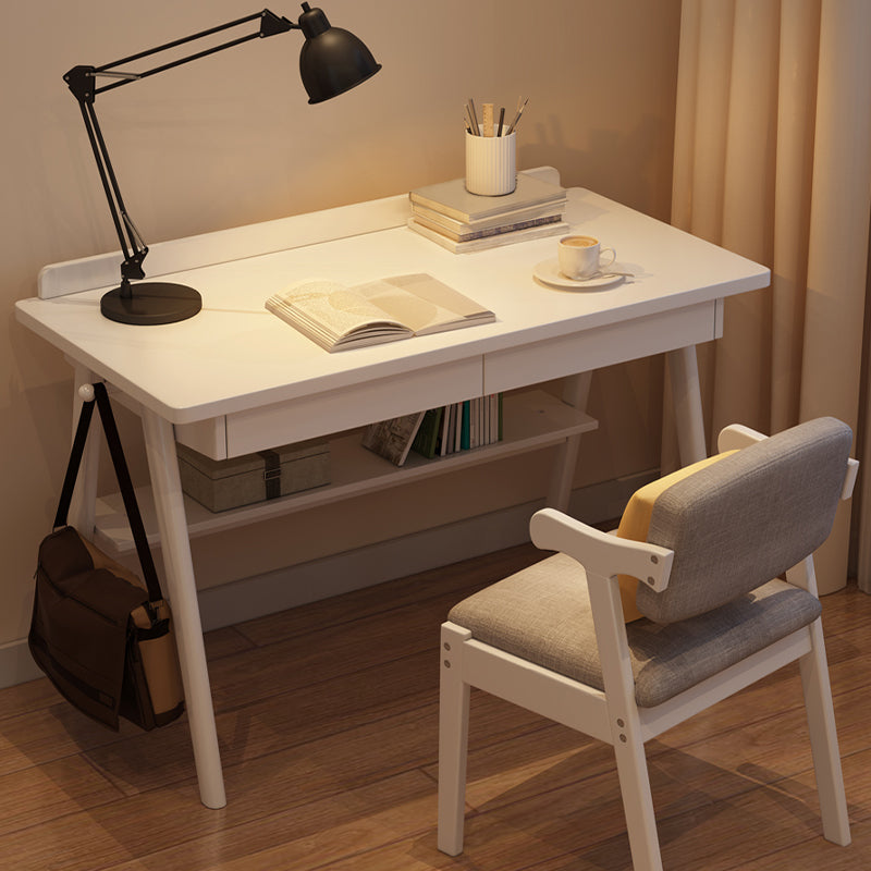 Modern Rubber Wood Office Desk Home Parsons Base Writing Desk